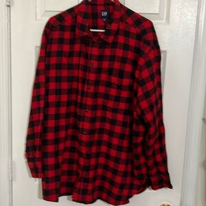 NWOT GAP Mens Red/Black Buffalo Plaid Flannel Shirt Size XXL